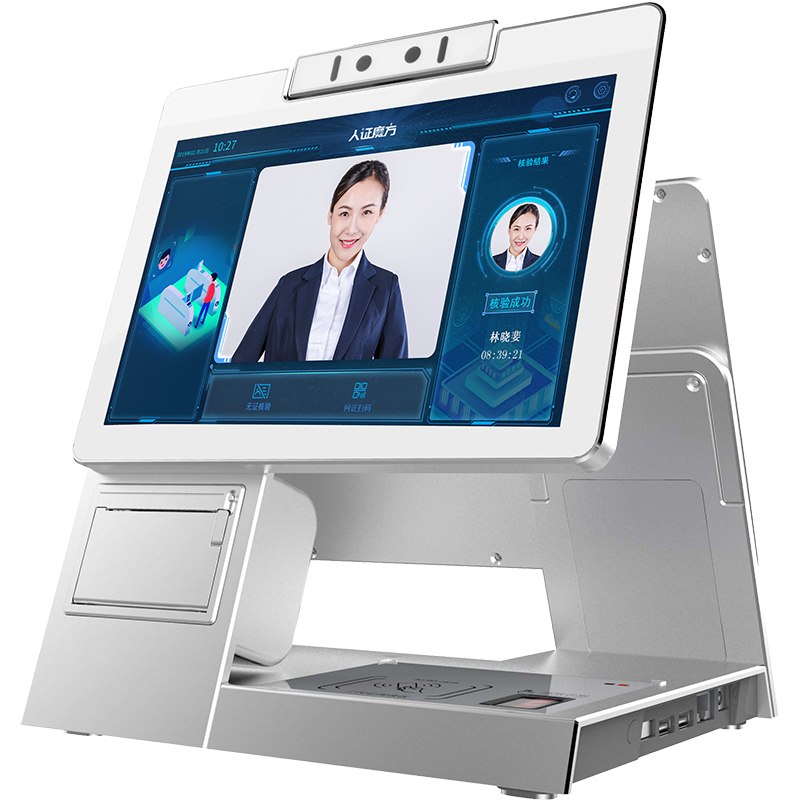 學?？紙霭沧肯到y10.1寸雙屏人證核驗訪客機終端門禁考勤門衛管理