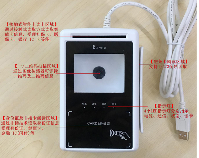 醫(yī)院藥店社保銀行掃碼支付身份證閱讀器華大五合一多功能讀卡設備 醫(yī)院藥店社保銀行掃碼支付身份證閱讀器華大五合一多功能讀卡設備