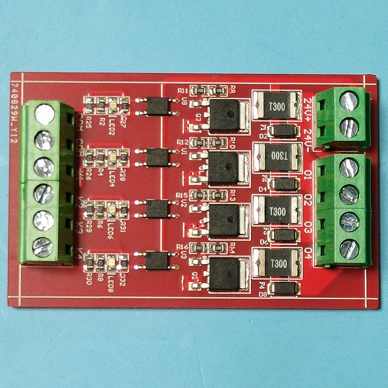 PLC4路擴展板直流模塊帶短路保護自恢復(fù)保險放大定制開發(fā)PCBA方案