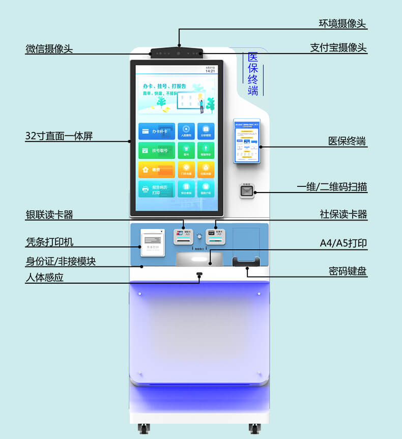 醫院專用32寸直面醫保終端 預約掛號建檔一體機 高效自助不排隊